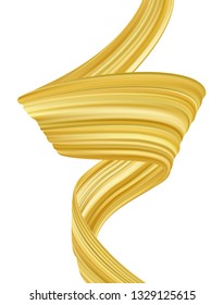 Vektorgrafik: Wavy Gold flüssige Form. Moderner Posterhintergrund mit goldenem Pinselstrich.