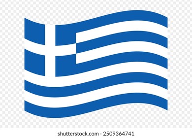 Ilustración vectorial de la bandera ondulada de Grecia sobre fondo transparente