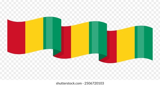 Vektorgrafik der welligen Guinea-Flagge auf transparentem Hintergrund