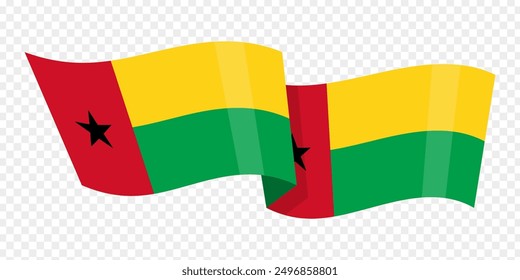 Vector illustration of wavy Guinea-Bissau flag on transparent background