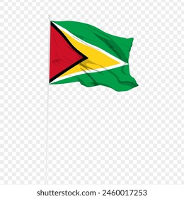 Vector illustration of wavy Guyana flag on transparent background