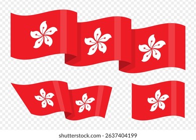 Vector illustration of wavy Hong Kong flag on transparent background