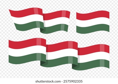 Vector illustration of wavy Hungary flag on transparent background