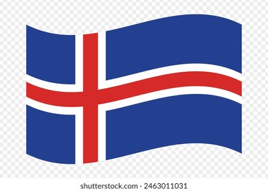 Vector illustration of wavy Iceland flag on transparent background