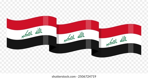 Vector illustration of wavy Iraq flag on transparent background