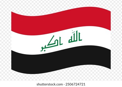 Vector illustration of wavy Iraq flag on transparent background