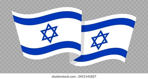Vektorillustration der welligen Israel-Flagge auf durchsichtigem Hintergrund