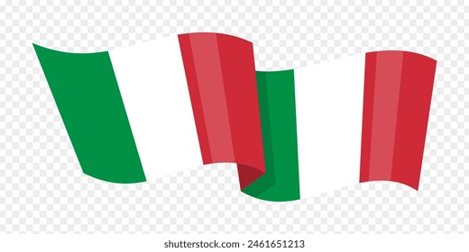 Vector illustration of wavy Italy flag on transparent background