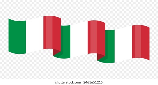 Vector illustration of wavy Italy flag on transparent background