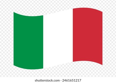 Vector illustration of wavy Italy flag on transparent background
