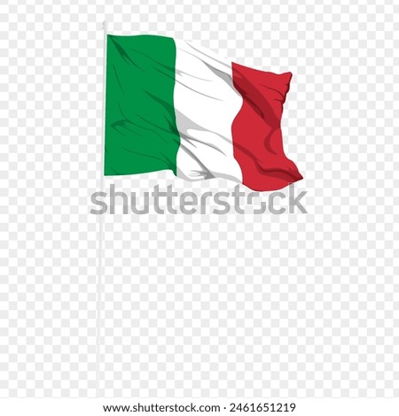 Vector illustration of wavy Italy flag on transparent background