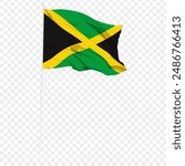 Vector illustration of wavy Jamaica flag on transparent background