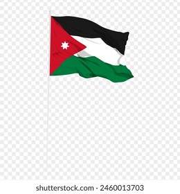 Vector illustration of wavy Jordan flag on transparent background