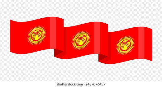 Vector illustration of wavy Kyrgyzstan flag on transparent background