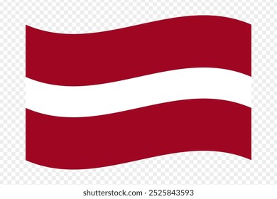 Vector illustration of wavy Latvia flag on transparent background