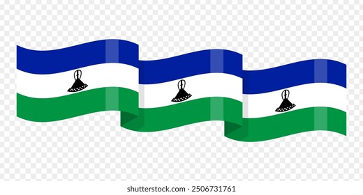 Ilustración vectorial de la bandera ondulada de Lesoto sobre fondo transparente
