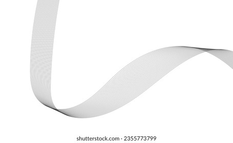 Vector illustration of wavy lines. Wave with lines created using blend tool. Curved wavy line, smooth stripe.