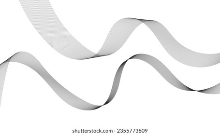 Vector illustration of wavy lines. Wave with lines created using blend tool. Curved wavy line, smooth stripe.