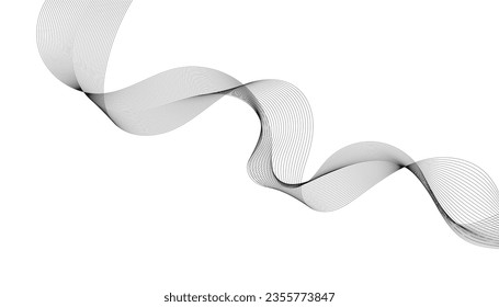 Vector illustration of wavy lines. Wave with lines created using blend tool. Curved wavy line, smooth stripe.