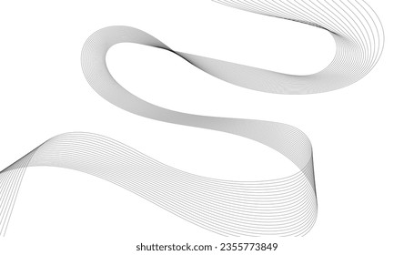 Vector illustration of wavy lines. Wave with lines created using blend tool. Curved wavy line, smooth stripe.