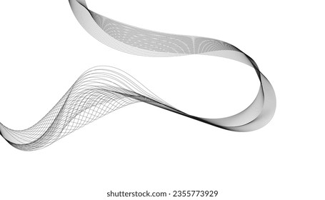 Ilustración vectorial de líneas onduladas. Onda con líneas creadas con la herramienta de mezcla. Línea ondulada curvada, banda lisa.