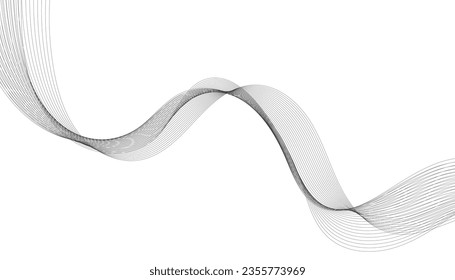 Vector illustration of wavy lines. Wave with lines created using blend tool. Curved wavy line, smooth stripe.
