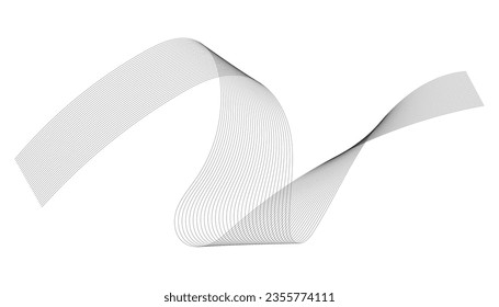 Vector illustration of wavy lines. Wave with lines created using blend tool. Curved wavy line, smooth stripe.