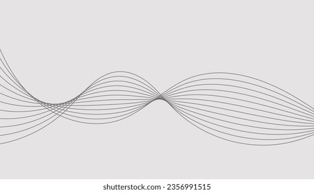 Vector illustration of wavy lines. Wave with lines created using blend tool. Curved wavy line, smooth stripe.