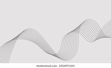 Vector illustration of wavy lines. Wave with lines created using blend tool. Curved wavy line, smooth stripe.