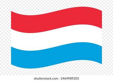 Vector illustration of wavy Luxembourg flag on transparent background