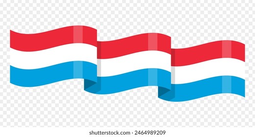 Vector illustration of wavy Luxembourg flag on transparent background