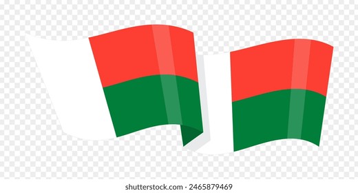 Vector illustration of wavy Madagascar flag on transparent background