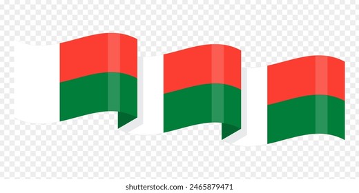 Vektorillustration der welligen Madagaskar-Flagge auf durchsichtigem Hintergrund