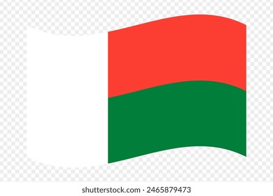 Vector illustration of wavy Madagascar flag on transparent background