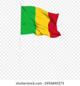 Ilustración vectorial de la bandera ondulada de Malí sobre fondo transparente