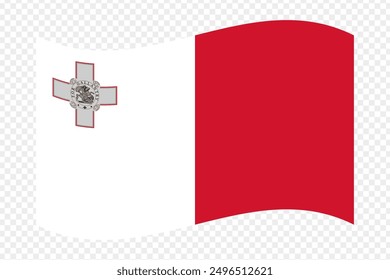 Vector illustration of wavy Malta flag on transparent background