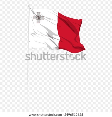 Vector illustration of wavy Malta flag on transparent background