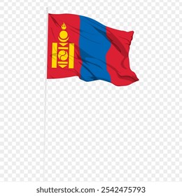Vector illustration of wavy Mongolia flag on transparent background