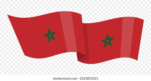 Vector illustration of wavy Morocco flag on transparent background