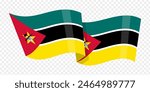 Vector illustration of wavy Mozambique flag on transparent background