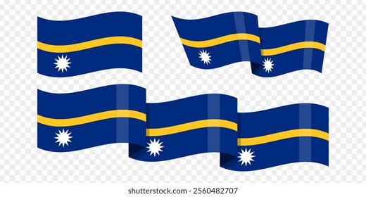 Vector illustration of wavy Nauru flag on transparent background