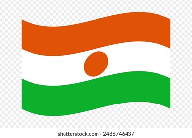 Vector illustration of wavy Niger flag on transparent background