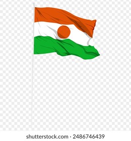 Vector illustration of wavy Niger flag on transparent background
