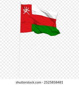 Vector illustration of wavy Oman flag on transparent background