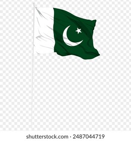 Vector illustration of wavy Pakistan flag on transparent background