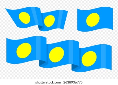 Vector illustration of wavy Palau flag on transparent background