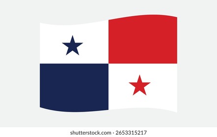 Ilustración vectorial de la bandera ondulada de Panamá sobre fondo transparente
