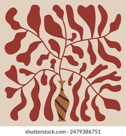 Vector illustration of Wavy Plant in the Vase. Organic Flower and Botanical Art. Design for packaging, prints, decoration - part 2