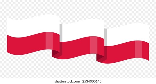 Vector illustration of wavy Poland flag on transparent background