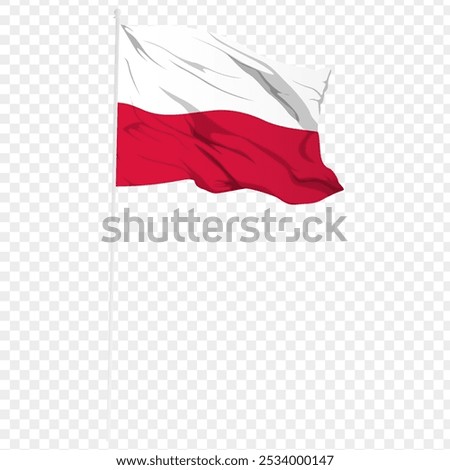 Vector illustration of wavy Poland flag on transparent background